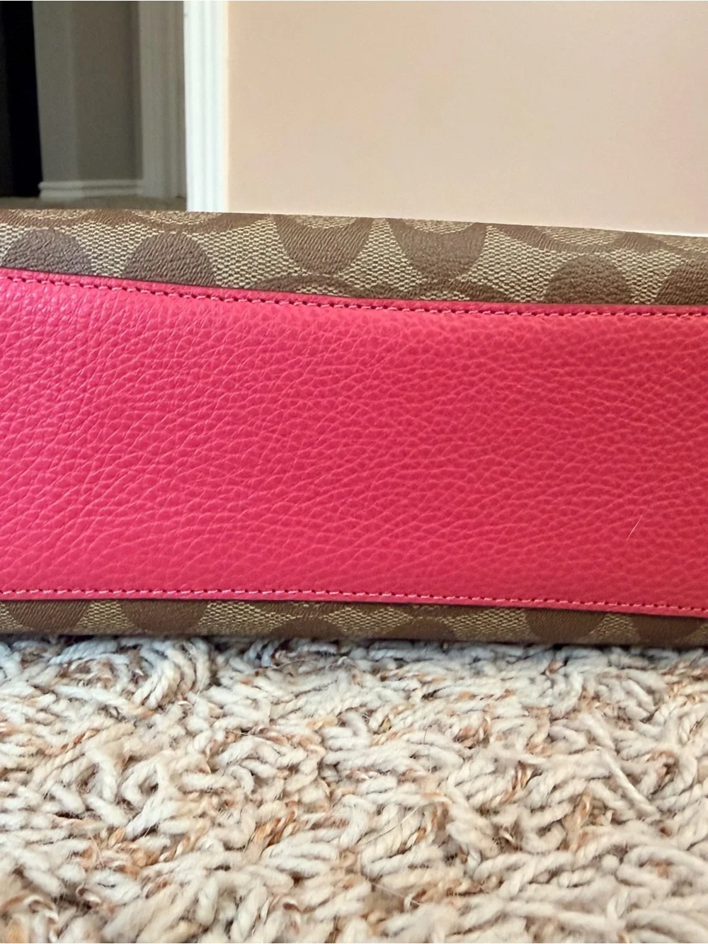 Coach Tammie Shoulder Bag in Signature Canvas with Colorblock Pink Flap
